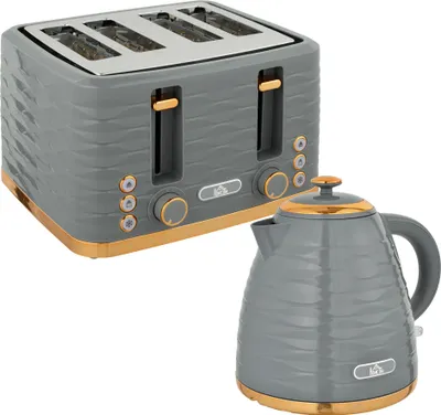Produktbild von 2-in-1 Toaster und Wasserkocher Set, 7 Bräunungsstufen, Auftau- und Aufwärmfunktion, Grau