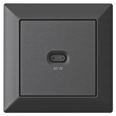 Image de Station de charge USB encastrée, chargeur USB-C 65 watts, finition noir mat