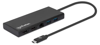 Obrázok produktu pre Manhattan USB-C dock/hub, porty (x6): Ethernet, HDMI (x2)