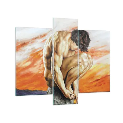 Produktbild von Bilder auf glas - 3 Teile - Körper Mann bunt - 95x80cm - Glasbilder - Wandbilder - Bilder - zum Aufhängen bereit - Wanddekoration aus Glas - Glas Bilder - Wandbild auf Glas - GCB95x80-4151