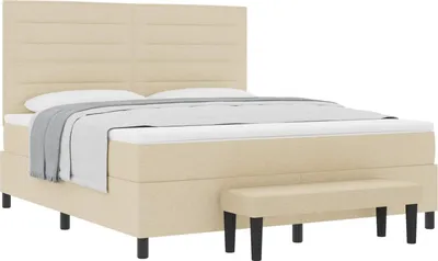 Immagine prodotto di Letto boxspring con cuscini e testiera VidaXL, color crema, 180 x 200 cm, tessuto