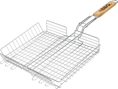 Produktbild von Grillkorb aus verchromten Stahl Grillwender Gemüsegrillkorb Grillgitter Grillguthalter Fischhalter