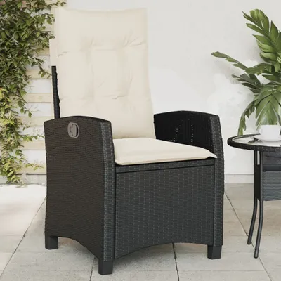 Produktbild von "2026 Promotion" Gartensessel Verstellbar mit Kissen Schwarz Poly Rattan - Gartenstühle CC22243