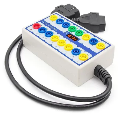 Produktbild von OBDII-Kommunikationstester – OBD2-Abbruchbox mit LED-Anzeigen, ECU-Stromversorgungsfunktion, OBD1-zu-OBD2-Schnittstellenkonverter, Kabel enthalten