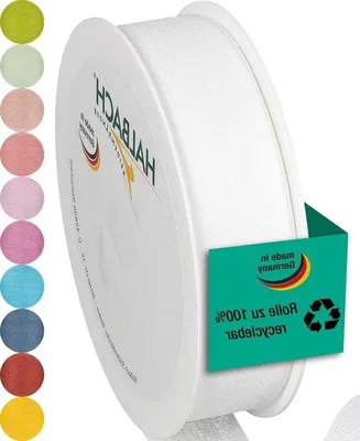 Produktbild von Breit Geschenkband - 25 mm breit - 25 m lang - weiß - Band aus Deutschland - für Verpackung und Dekoration