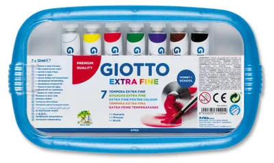 Productafbeelding van Giotto 303100, Zwart, Blauw, Bruin, Groen, Rood, Wit, Geel, Decoratieverf, Vloeistof, 12 ml, 7 stuks