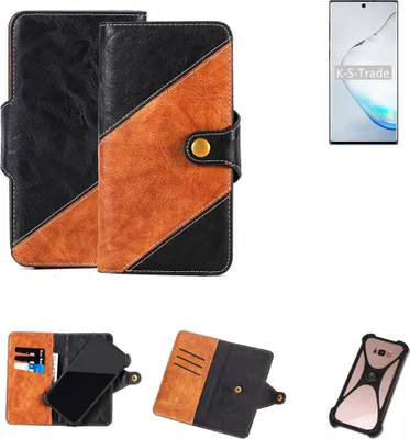 Produktbild von K-S-Trade Handyhülle Schutzhülle Bookstyle Case Wallet-Case kompatibel mit Samsung Galaxy Note10 Exynos Handy Cover Bumper Klapphülle schwarz
