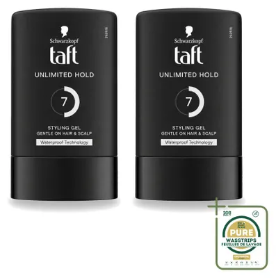 Immagine prodotto di 2 confezioni di gel modellante Taft Men Power Styling Gel, tenuta illimitata, formato 7 - 300 ml, confezione risparmio - 2 pezzi