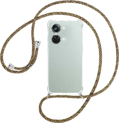 Produktbild von Handykette Backcover-Schutzhülle mit Band (Metall silberfarben) für OnePlus Nord 3 (CPH2491) - braun+beige