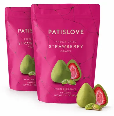 Image de Fraise enrobée de pistache, glaçage blanc, 60 g – Lot de 2 (2 × 60 g)