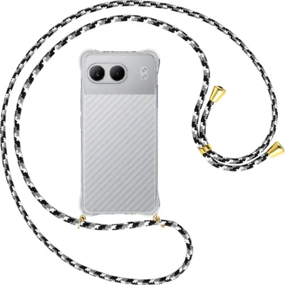 Produktbild von Handykette Backcover-Schutzhülle mit Band (Metall goldfarben) für OnePlus Nord 4 5G - schwarz/grau/weiß