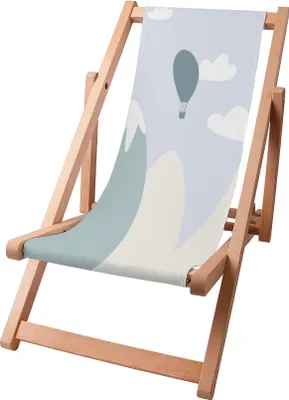 Produktbild von Dreamroots Kinder Liegestuhl klappbar Holz bis zu 130 kg, Sonnenliege klappbar mit 3-stufiger Neigungsregulierung der Rückenlehne, Mint Balloon