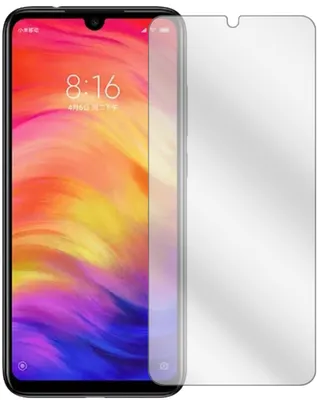 A clear screen protector is shown placed over a smartphone screen.