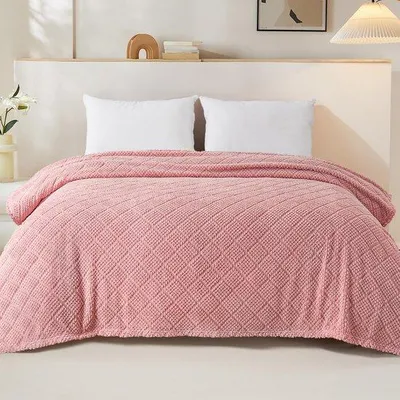 Produktbild von Unyqoos® Waffeldecke – weiche,  Kuscheldecke mit Jacquard‑Muster, 150 x 200 cm, Rosa, pflegeleicht & ganzjährig für Bett & Sofa