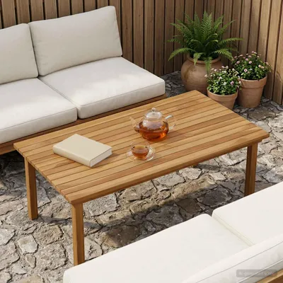 Image de Plateau de table : 100 x 50 x 3,5 cm. Forme rectangulaire. Bois de teck massif