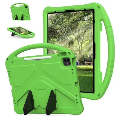 Produktbild von Kinder Schutzhülle für iPad Pro 11 2025 11-Zoll M5, Leicht EVA-Schaum mit Griff Ständer Hülle Grün