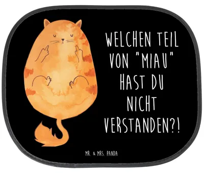 Produktbild von Mr. & Mrs. Panda Hitzeschutz Auto Katze Mittelfinger - Schwarz - Geschenk, Sonnenblende, Cats, Kater, Sonnenschutz, Mietze, Cat, Katzen, für, Autosonnenschutz