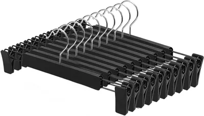 Produktbild von Hosenbügel Set 10 Stück, Kunststoff und Metall, 360 Grad drehbare Haken, für Kleiderorganisation