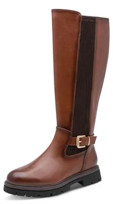 Produktbild von MARCO TOZZI Damen Stiefel Knöchel-Schnalle langer Chalsea-Einsatz Vegan 2-25610-47, Größe:40 EU, Farbe:Braun