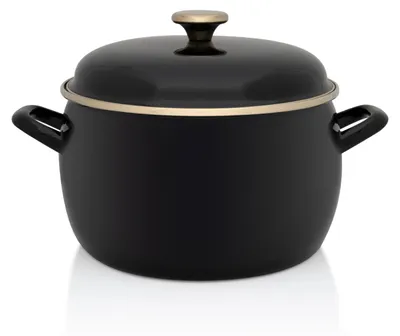 Produktbild von Metalac Emaille-Topf Induktion 24 cm 7.5L Schwarz Vintage