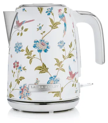 Image de Bouilloire électrique Laura Ashley 1,7 L 2200 W sans fil avec indicateur lumineux, base pivotante 360° et arrêt de sécurité anti-surchauffe – Motif Elveden White