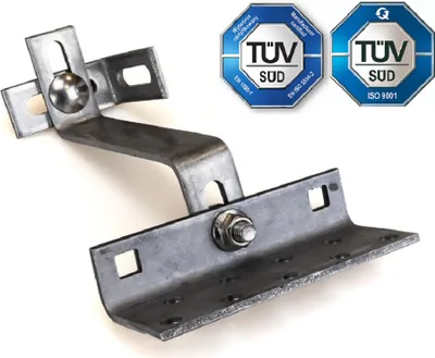 Produktbild von 1x Photovoltaik Dachhaken verstellbar Solar PV Halterung Edelstahl 5mm  HET 14 cm TUV