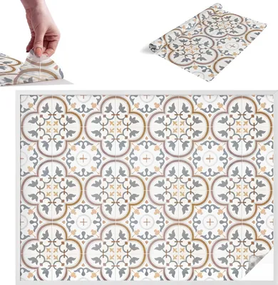 Produktbild von Buntglasfolie für Fenster – 146x200 cm – Stained-Glass-Fensterfolie, dekorativ & blickdicht – Selbstklebende Glasdekorfolie im Buntglas-Design – UV-Schutz, leichte Montage, Fensterdekoration – Fliesenornamente