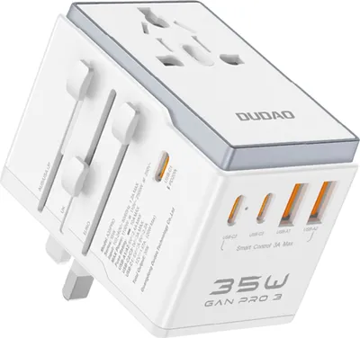 Image de DUDAO Dudao A35Pro Universal Travel Adapter 35Watt GaN 3xUSB-C + 2xUSB-A White