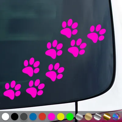Produktbild von PantherPixel Katzenpfoten Aufkleber Hundepfoten Tiere Tatzen Sticker Auto Geschenkidee Farbe Neon-Pink