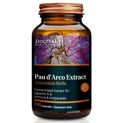 Productafbeelding van Doctor Life Pau d'Arco extract, gewonnen uit de binnenbast, 3750mg, 90 capsules
