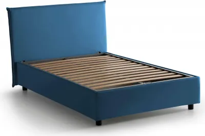 Produktbild von Quadratisches und halbes Bett Dbará, Containerbett mit Stoffbespannung, 100%  Italy, Frontöffnung, inklusive Matratze 120x200 cm, Blau
