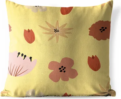 Produktbild von MuchoWow® Outdoor Kissen - Blumen - Gelb - Abstrakt - 60x60 cm - Wetterfest - Lounge Kissen - Dekoration - Schlaf Kissen