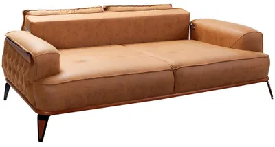 Produktbild von 3Sitzer-Sofa Leder Modern Braun Bequem Kissen Komfortabel Elegant Neu