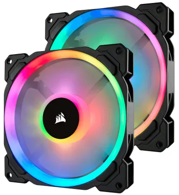 Zdjęcie produktu dla Corsair CO-9050074-WW Lüfter CORSAIR 140*120*25 Dual LL140 RGB LED 2Pack retail