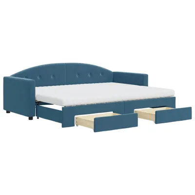 Immagine prodotto di vidaXL Letto da giorno allungabile con cassetti blu 80x200 cm in velluto