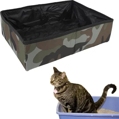 Obrázek produktu pro Skládací kočičí záchod 40 x 30 x 11 cm, maskovací oxfordská tkanina, voděodolný, odolný, cestovní kočičí záchod