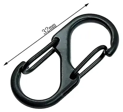 Produktbild von S-Karabiner 32mm klein Edelstahl schwarz Schlüsselanhänger Doppelöffnung Haken