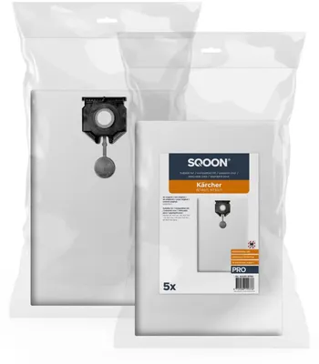 Productafbeelding van SQOON® Stofzuigerzakken Geschikt voor Kärcher NT 40/1 & NT 50/1 – Vervangt Model 2.889-155.0 – M-Klasse 3D Ultra High Filtration PRO – Extra Sterk - 5 Stuks