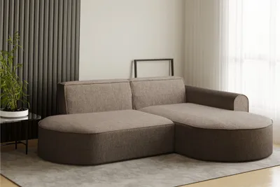 Produktbild von Ecksofa Designersofa BONDY in Stoff Neve Cappuccino Ottomane Rechts