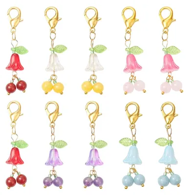 Produktbild von Set aus 10 Bunte Blumen Charms für Armbänder und Schmuck