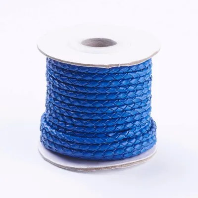 Imagen del producto de Solidchoice - Cordón trenzado de cuero azul para la creación de joyería