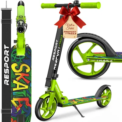 Produktbild von RE:SPORT® Cityroller für Kinder & Erwachsene mit Klingel & Tragegurt | Tretroller Scooter höhenverstellbar & klappbar bis 100 kg | Kinderroller große Räder Kickscooter Kickroller