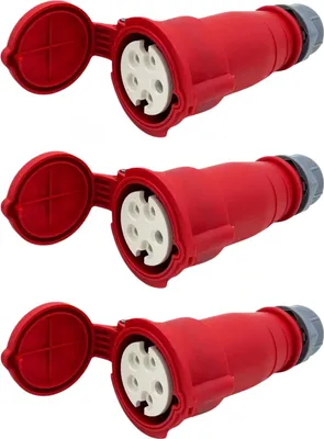 Produktbild von (1 - 10er Pack) CEE-Kupplung 16A 400, IP44, 5-polig weiblich mit Klappdeckel : 3 Paar Anzahl: 3 Paar