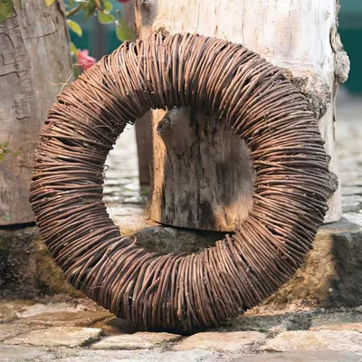 Produktbild von Kranz "Natur" aus Rattan, Ø 36 cm, Naturkranz für Drinnen & Draußen, Wandkranz, Türkranz, Tischkranz