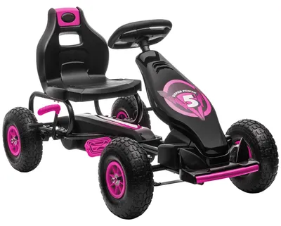 Produktbild von Kinder-Gokart, mit Pedalen, verstellbarem Sitz, In- und Outdoor, ab 5 Jahren, Rosa+Schwarz, 121 x 58 x 61 cm