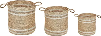 Obrázek produktu pro BELIANI Sada 3 odkládacích košů přírodní a béžové jutové na oblečení doplňky do domácnosti boho design