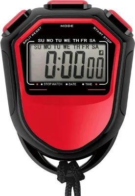 Produktbild von Wasserdichte Stoppuhr, tragbarer digitaler LCD-Timer, Sportzähler mit Gurt, Rot