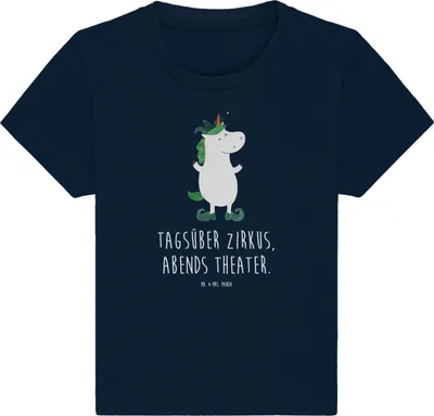 Produktbild von Mr. & Mrs. Panda Babyshirt Einhorn Joker 24. - 36. Monat - French Navy - Geschenk, T-Shirt Baby, , Oberteil, Einhörner, Hofnarr, Gaukler, Mittelalter, Unicorn