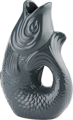 Produktbild von Gift Company Vase Monsieur Carafon S, Dekovase in Fisch-Form, Steingut, Grau, 25 cm, 1087403004