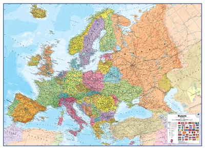 Zdjęcie produktu dla Duża mapa polityczna Europy, laminowana, o wymiarach 118,9 x 84,1 cm